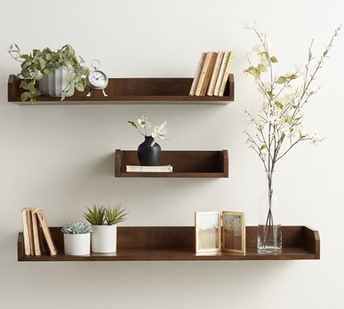 Floating shelves can spruce up your Edmund apartment and add storage space. 