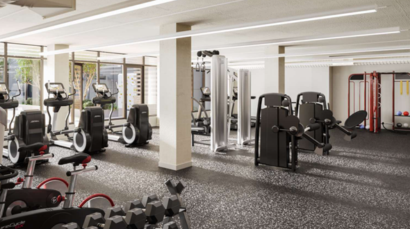 The Edmund features a combination of indoor and outdoor fitness spaces accommodate a variety of workouts.